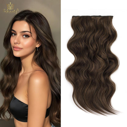 Invisible Clip- in Synthetic Hair Extensions Thick Natural Hairpieces Double Weft 4/3/2 Secure Clips Long Wavy Secret Hairpiece for Women