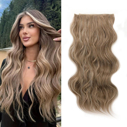 Invisible Clip- in Synthetic Hair Extensions Thick Natural Hairpieces Double Weft 4/3/2 Secure Clips Long Wavy Secret Hairpiece for Women