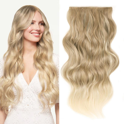 Invisible Clip- in Synthetic Hair Extensions Thick Natural Hairpieces Double Weft 4/3/2 Secure Clips Long Wavy Secret Hairpiece for Women