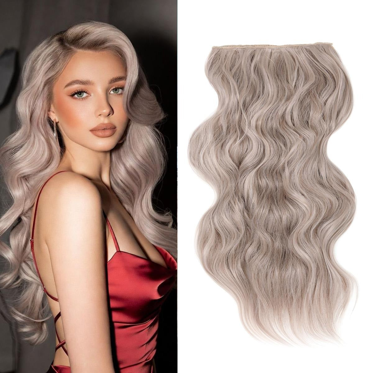 Invisible Clip- in Synthetic Hair Extensions Thick Natural Hairpieces Double Weft 4/3/2 Secure Clips Long Wavy Secret Hairpiece for Women