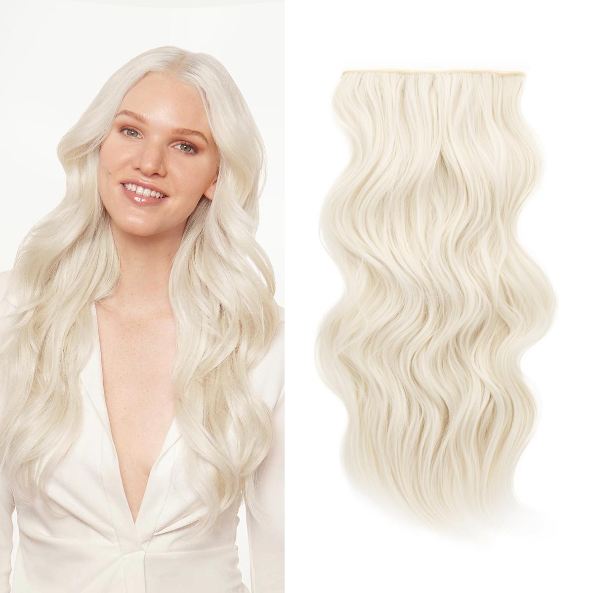 Invisible Clip- in Synthetic Hair Extensions Thick Natural Hairpieces Double Weft 4/3/2 Secure Clips Long Wavy Secret Hairpiece for Women