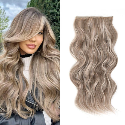 Invisible Clip- in Synthetic Hair Extensions Thick Natural Hairpieces Double Weft 4/3/2 Secure Clips Long Wavy Secret Hairpiece for Women