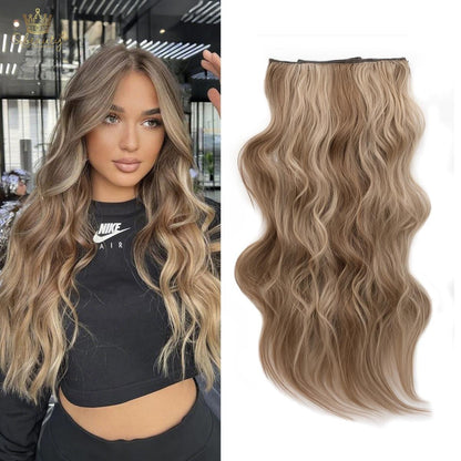 Invisible Clip- in Synthetic Hair Extensions Thick Natural Hairpieces Double Weft 4/3/2 Secure Clips Long Wavy Secret Hairpiece for Women