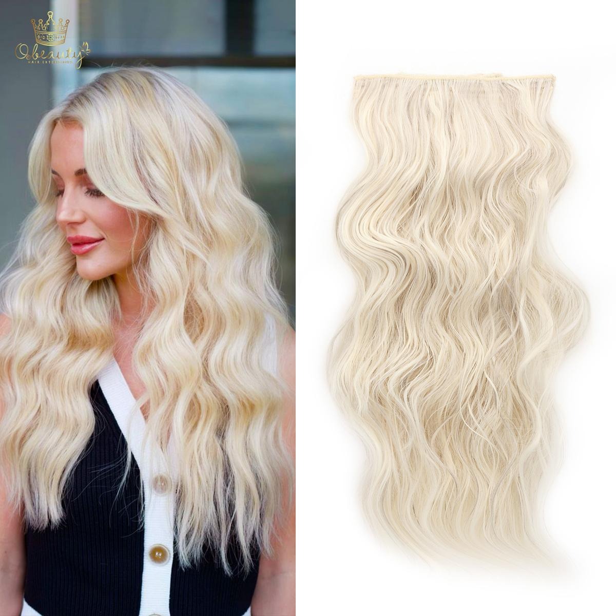 Invisible Clip- in Synthetic Hair Extensions Thick Natural Hairpieces Double Weft 4/3/2 Secure Clips Long Wavy Secret Hairpiece for Women