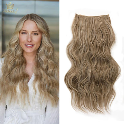 Invisible Clip- in Synthetic Hair Extensions Thick Natural Hairpieces Double Weft 4/3/2 Secure Clips Long Wavy Secret Hairpiece for Women