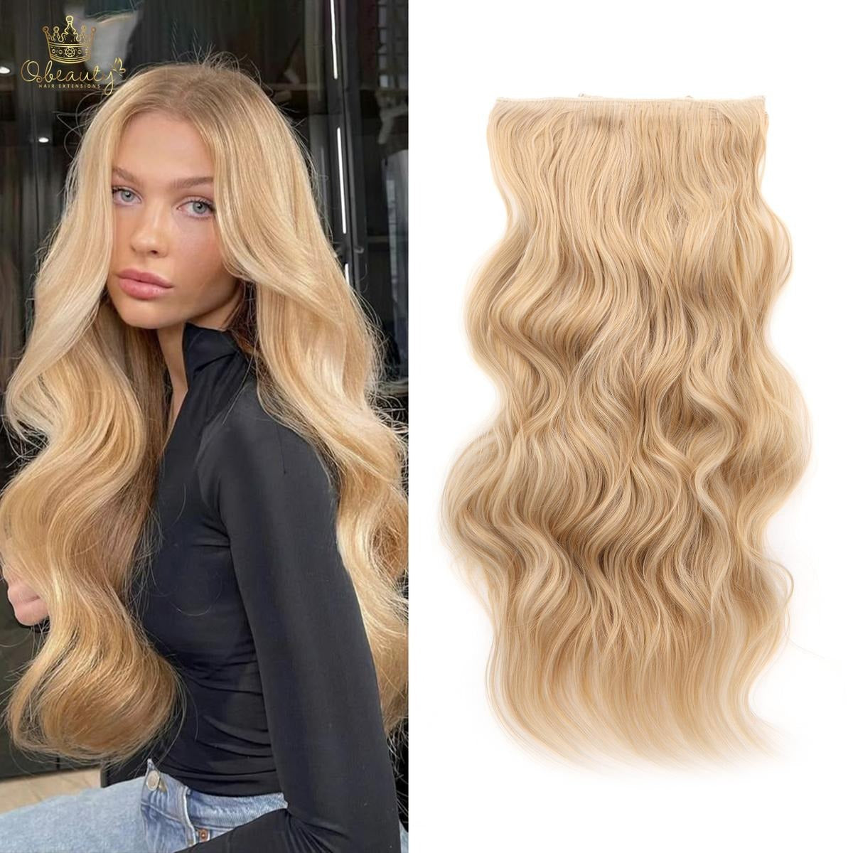 Invisible Clip- in Synthetic Hair Extensions Thick Natural Hairpieces Double Weft 4/3/2 Secure Clips Long Wavy Secret Hairpiece for Women