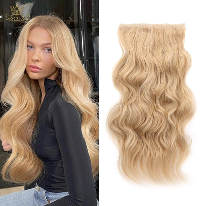 Invisible Clip- in Synthetic Hair Extensions Thick Natural Hairpieces Double Weft 4/3/2 Secure Clips Long Wavy Secret Hairpiece for Women