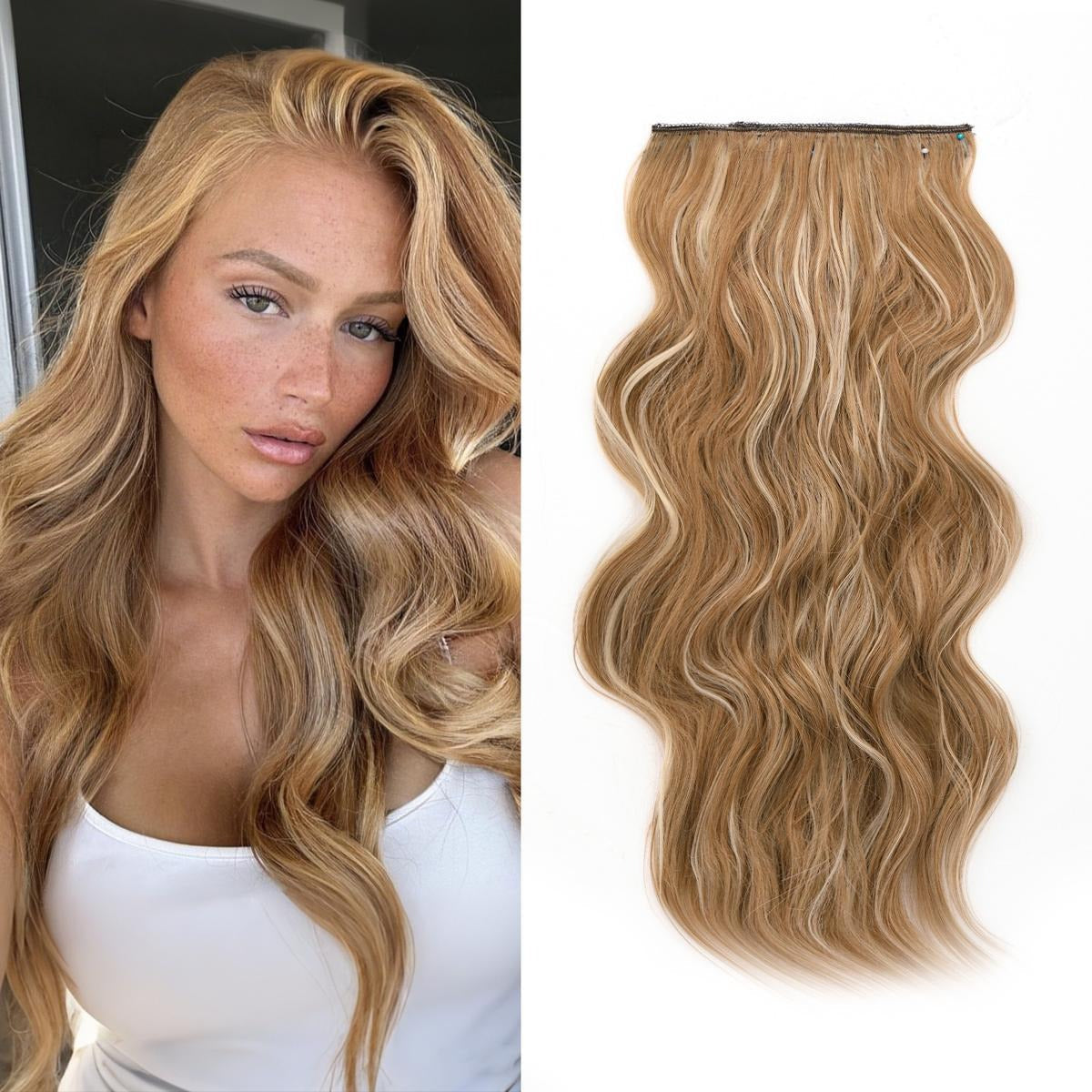 Invisible Clip- in Synthetic Hair Extensions Thick Natural Hairpieces Double Weft 4/3/2 Secure Clips Long Wavy Secret Hairpiece for Women