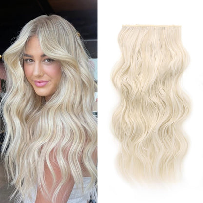 Invisible Clip- in Synthetic Hair Extensions Thick Natural Hairpieces Double Weft 4/3/2 Secure Clips Long Wavy Secret Hairpiece for Women