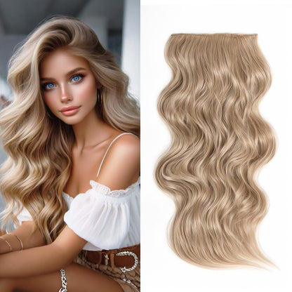 Invisible Clip- in Synthetic Hair Extensions Thick Natural Hairpieces Double Weft 4/3/2 Secure Clips Long Wavy Secret Hairpiece for Women
