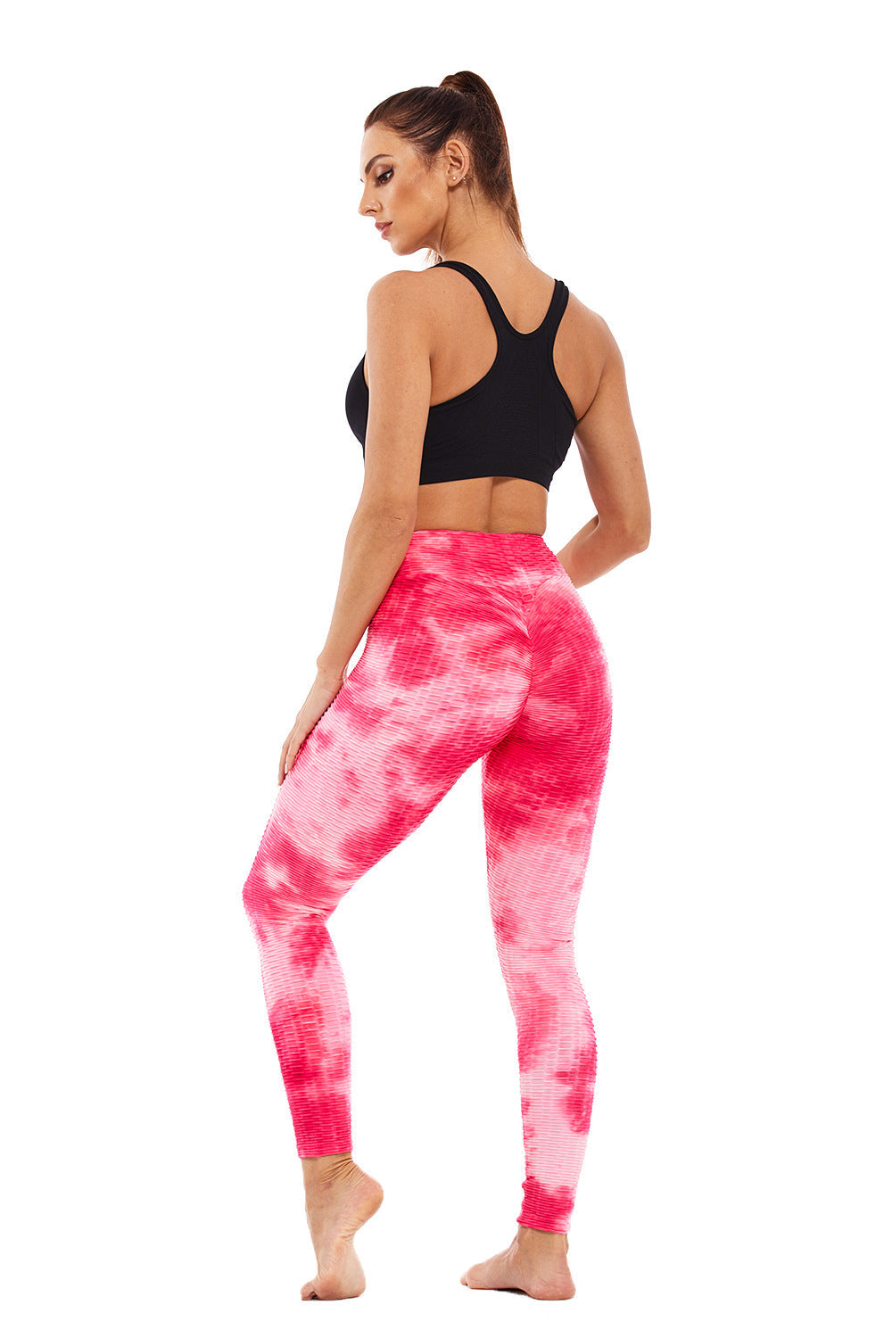 Yoga Clothing Sports Fitness Jacquard High-Waisted Peach-Shaped Butt-Lifting Leggings Tie-Dye Bubble Yoga Pants Slim-Fit