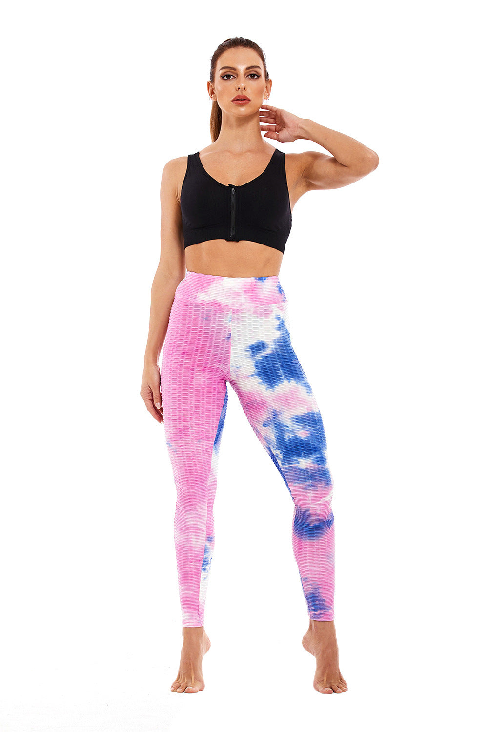 Yoga Clothing Sports Fitness Jacquard High-Waisted Peach-Shaped Butt-Lifting Leggings Tie-Dye Bubble Yoga Pants Slim-Fit