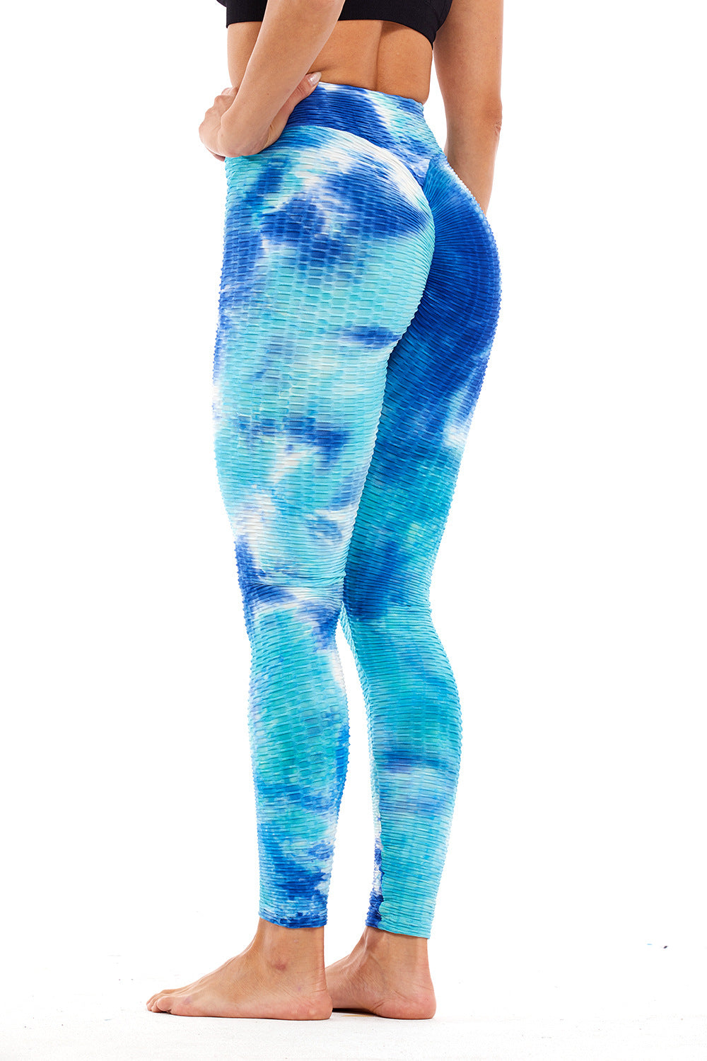 Yoga Clothing Sports Fitness Jacquard High-Waisted Peach-Shaped Butt-Lifting Leggings Tie-Dye Bubble Yoga Pants Slim-Fit