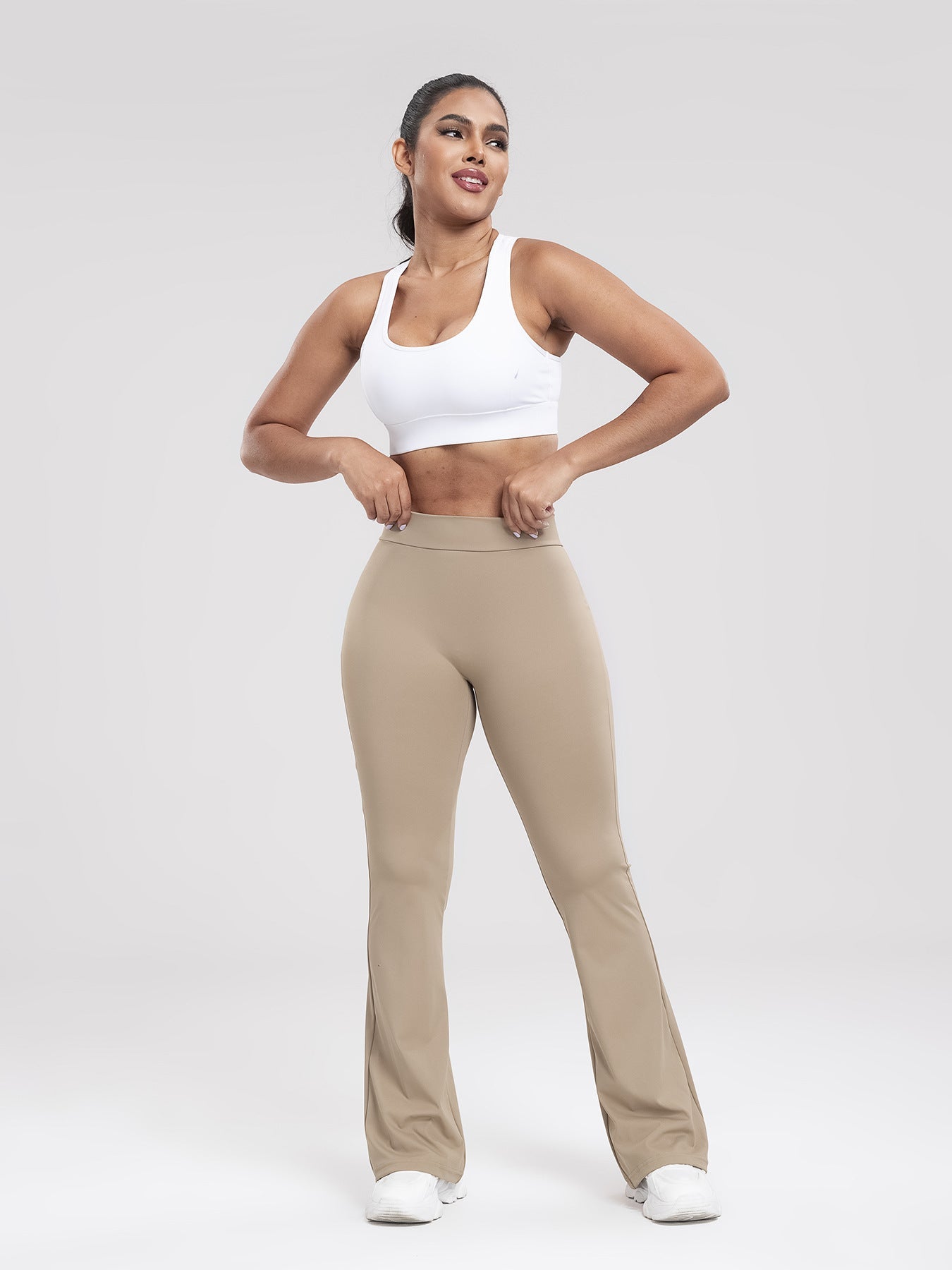 Women Yoga Pants High Waist Ruched Fitness Trousers Solid Color Hip Lifting Wide-leg Fitness Sport Pants Streetwear