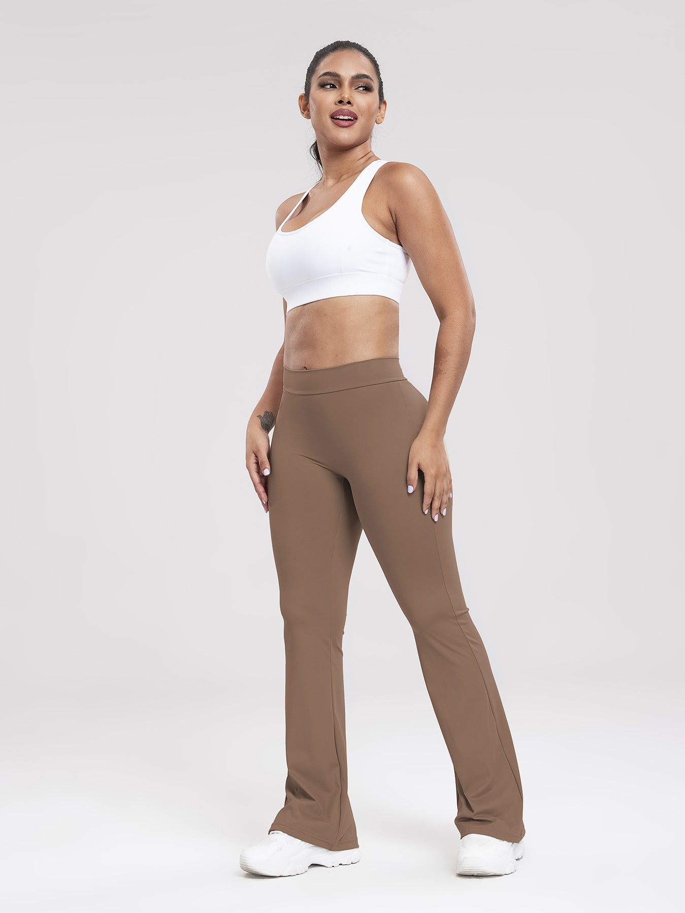 Women Yoga Pants High Waist Ruched Fitness Trousers Solid Color Hip Lifting Wide-leg Fitness Sport Pants Streetwear