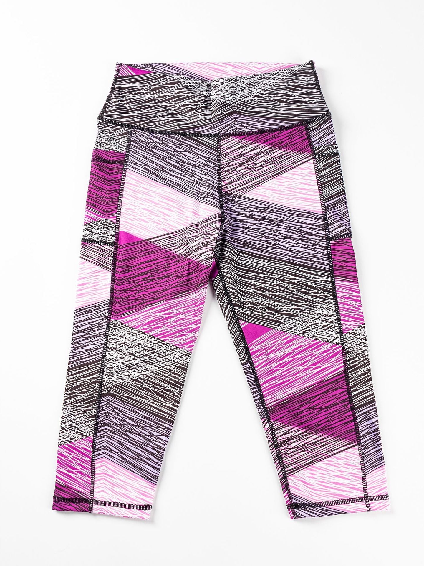 Yoga 7/8 Legs Women's Side Pocket Printed Leggings High-Waisted Tummy-Control Outerwear Running Fitness Pants