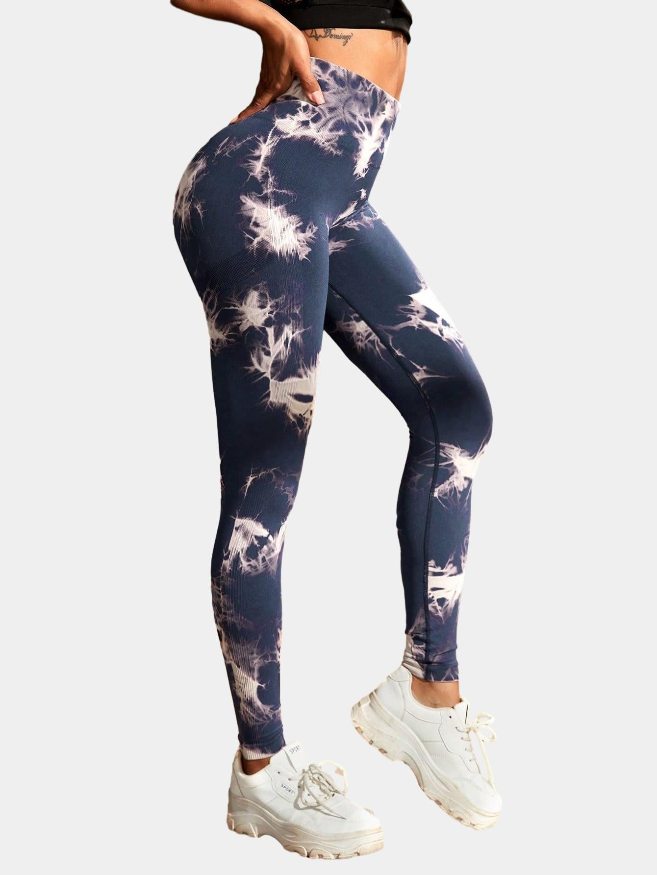 High-waisted yoga pants with a butt-lifting design, seamless fitness wear, tie-dye leggings for women