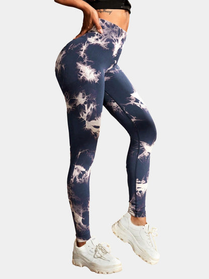 High-waisted yoga pants with a butt-lifting design, seamless fitness wear, tie-dye leggings for women