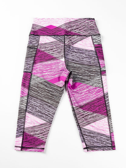 Yoga 7/8 Legs Women's Side Pocket Printed Leggings High-Waisted Tummy-Control Outerwear Running Fitness Pants