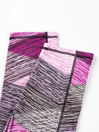 Yoga 7/8 Legs Women's Side Pocket Printed Leggings High-Waisted Tummy-Control Outerwear Running Fitness Pants