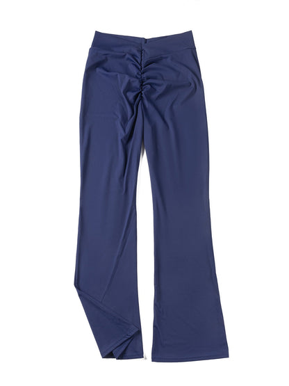 Women's High-Waisted Butt-Lifting Fitness Long Pants for Running, Slimming, Yoga, and Bell-Bottom Pants