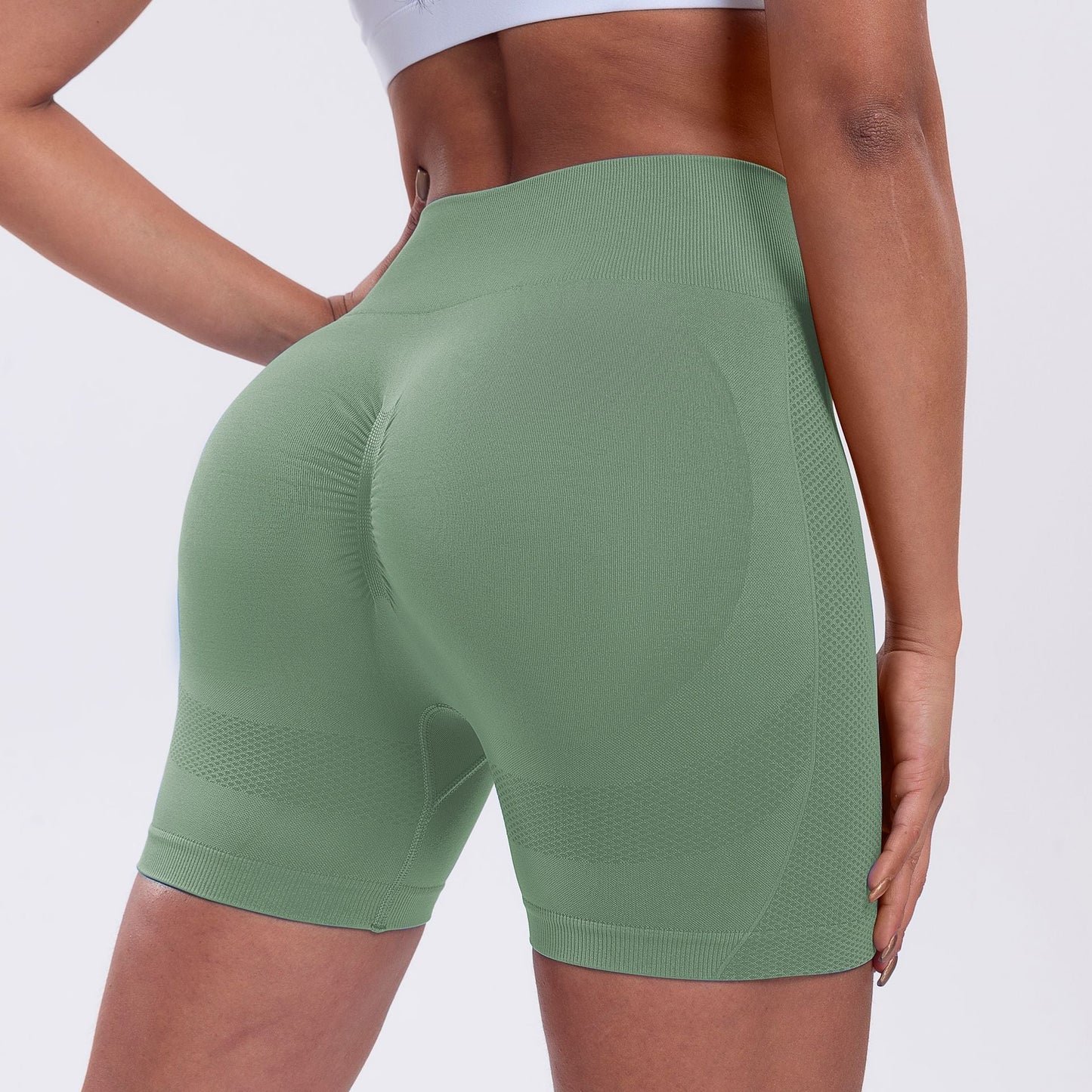 Seamless Impact Shorts for Women, Invisable Scrunch Butt Lifting Gym Seamless Booty Biker Shorts, Breathable Comfortable High Stretch Skinny Shorts, Gym Shorts, Ladies Sportswear for Indoor Outdoor Wear