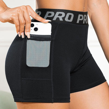 Women's High-Waisted Butt-Lifting Yoga Pants with Mesh Pockets and Three-Quarter Length for Running and Fitness