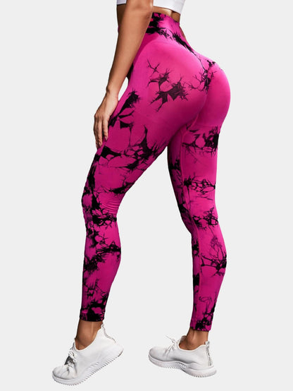 High-waisted yoga pants with a butt-lifting design, seamless fitness wear, tie-dye leggings for women