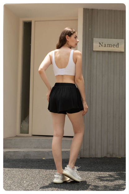 Yoga Shorts-Style Two-Piece Outdoor Skirt Pants, Sports Tennis Skirt Pants, Fitness Running Quick-Dry Drawstring Skirt Pants for Women
