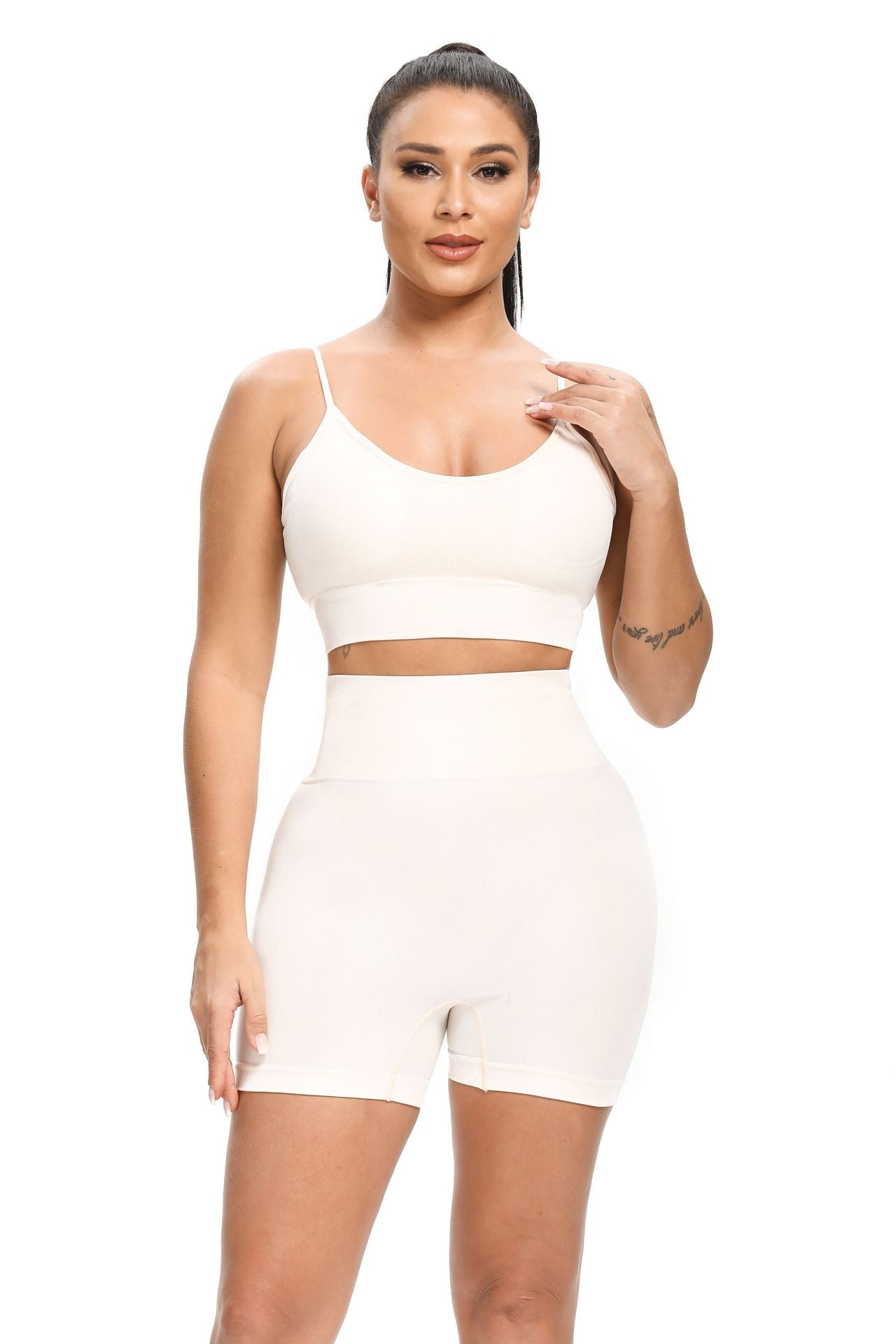 Fitness Butt-Lifting Body-Shaping Yoga Pants, Strapless Bra, and Shorts Set