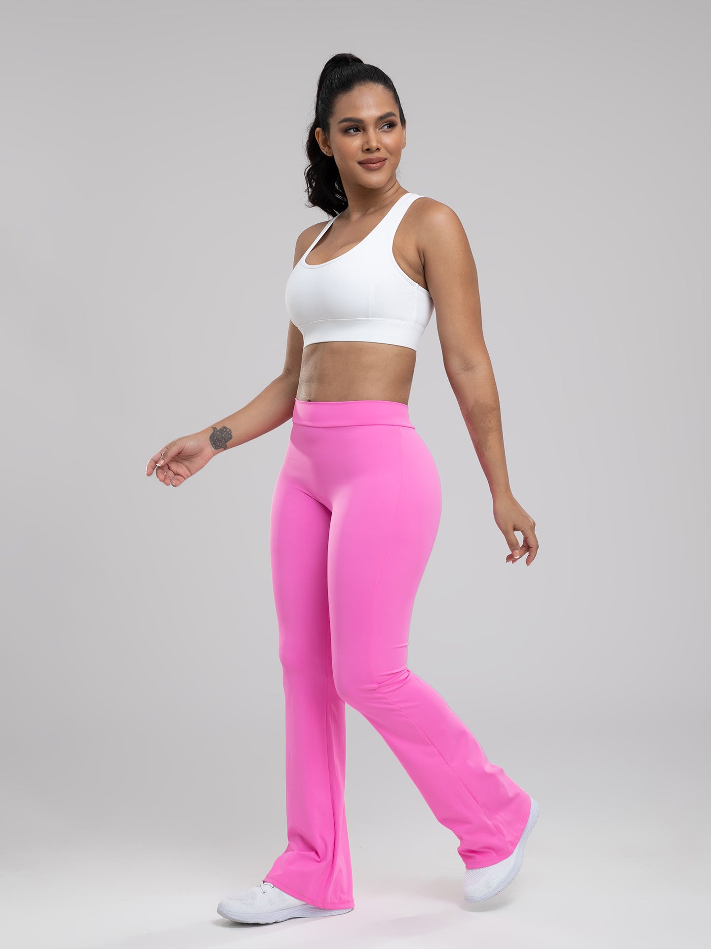 Women Yoga Pants High Waist Ruched Fitness Trousers Solid Color Hip Lifting Wide-leg Fitness Sport Pants Streetwear