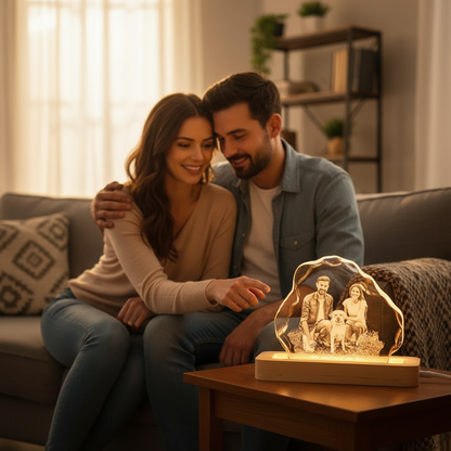 Custom 3D Crystal Music Lamp — Heart Photo Engraving, Bluetooth, LED Rotation