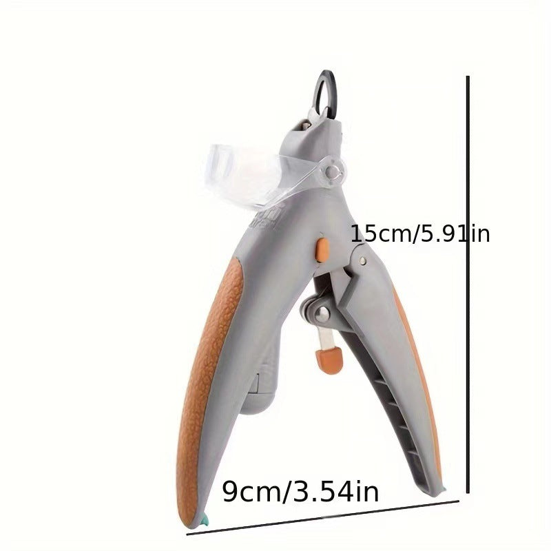 Pet nail clippers with measurements on a white background