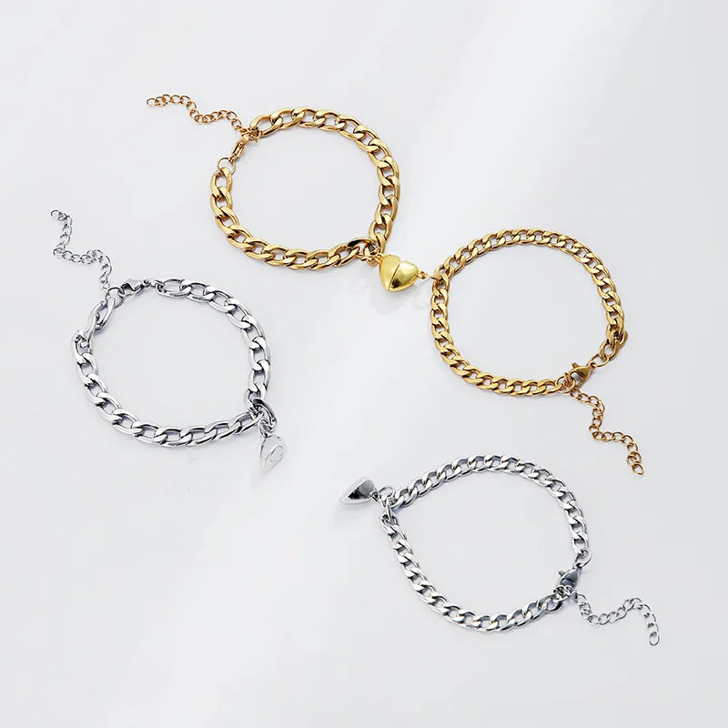 Magnetic Chain Bracelet Set - Silver